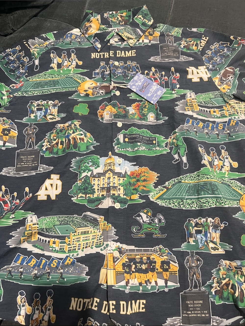 Notre Dame Black Graphic Button-Up Shirt